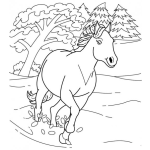 Dibujo para colorear caballo corriendo para pintar