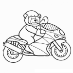 Dibujo para colorear Dibujo De Osito En Motocicleta Para Pintar Y Colorear Oso En Moto