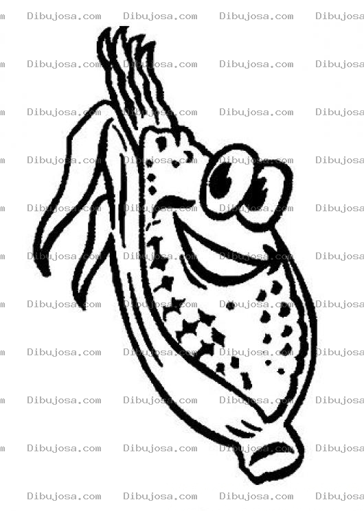 Dibujo para colorear Dibujo De Elote Feliz Para Pintar Y Colorear Mazorca De Maiz Feliz