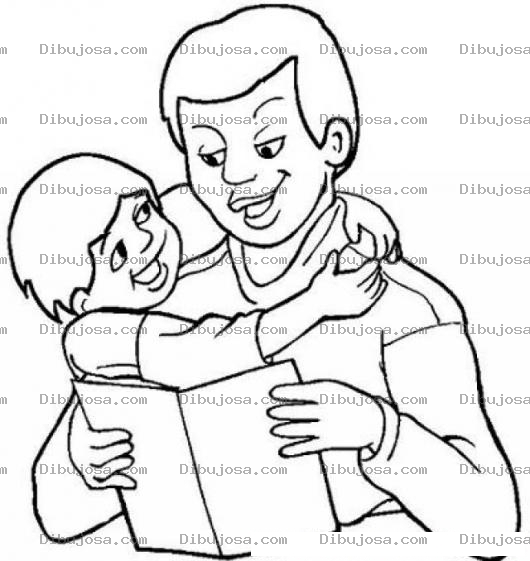 Dibujo para colorear Dibujo De Papa E Hijo Para Pintar Y Colorear Papa Leyendo Un Cuento A Su Hijo