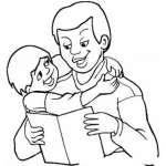 Dibujo para colorear Dibujo De Papa E Hijo Para Pintar Y Colorear Papa Leyendo Un Cuento A Su Hijo