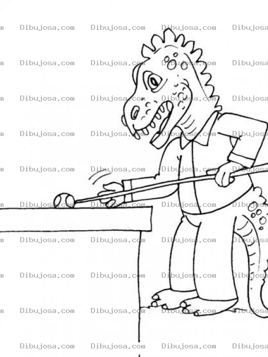 Dibujo para colorear Dibujo De Dinosaurio Jugando Billar Para Pintar Y Colorear Mesa De Villar