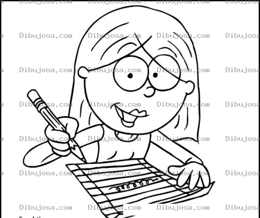 Dibujo para colorear Dibujo De Chica Haciendo Tarea De Shorthand Para Pintar Y Colorear Nina Repasando Taquigrafia