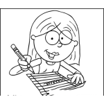 Dibujo para colorear Dibujo De Chica Haciendo Tarea De Shorthand Para Pintar Y Colorear Nina Repasando Taquigrafia