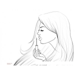 Dibujo para colorear Dibujo De Chica Delineandose Los Labios Con Delineador Labial Para Pintar Y Colorear Muchacha Pintandose Los Labios