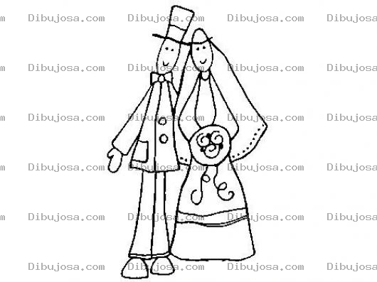 Dibujo para colorear Dibujo De Novio Y Novia Casandose Para Pintar Y Colorear Boda
