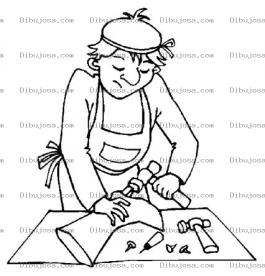 Dibujo para colorear Dibujo De Zapataro Reparando El Tacon De Una Bota Para Pintar Y Colorear Zapaterozapatero