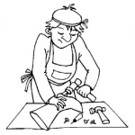 Dibujo para colorear Dibujo De Zapataro Reparando El Tacon De Una Bota Para Pintar Y Colorear Zapaterozapatero