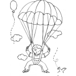 Dibujo para colorear Dibujo De Nino En Paracaidas Para Pintar Y Colorear Chico Paracaidista Suspendido En Alas De Seda