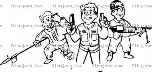 Dibujo para colorear Dibujo De Tres Hombres Armados Para Pintar Y Colorear