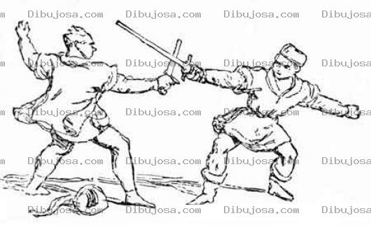 Dibujo para colorear Dibujo De Pelea De Espadas Para Pintar Y Colorear