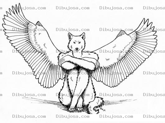 Dibujo para colorear Zorra Con Alas Para Pintar Y Colorear