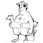 Dibujo para colorear Ddibujo De Viejo Gordo Con Salvavidas En La Playa Para Pintar Y Colorear