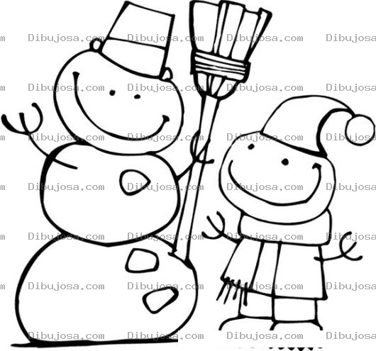 Dibujo para colorear Hombre De Nieve Y Nino De Nieve Para Pintar Y Colorear A Snowman Con Su Hijo