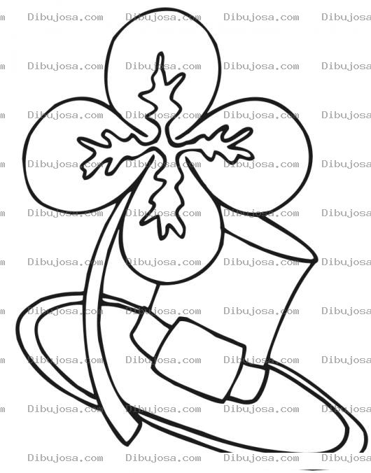 Dibujo para colorear Dibujo De Sombrero Irlandes Con Trebol De 4 Hojas Para Pintar Y Colorear