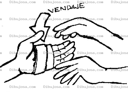 Dibujo para colorear Vendaje De Mano Para Pintar Y Colorear Mano Vendada Con Vendas