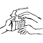 Dibujo para colorear Vendaje De Mano Para Pintar Y Colorear Mano Vendada Con Vendas