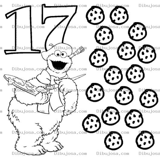 Dibujo para colorear Dibujo De 17 Galletitas Para Pintar Y Colorear El Numero Diecisiete Diez Y Siete