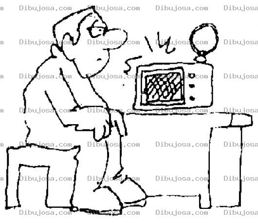 Dibujo para colorear Dibujo De Hombre Escuchando Noticias En La Radio Para Pintar Y Colorear