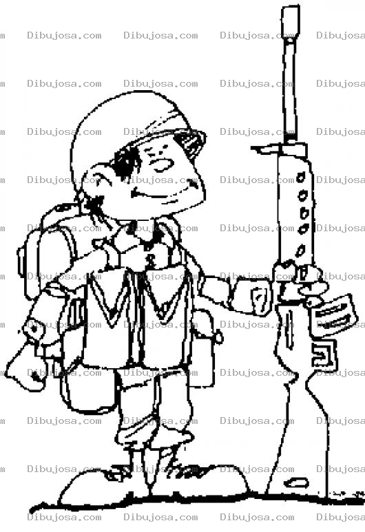 Dibujo para colorear Dibujo De Soldado Con Fusil Galil Para Pintar Y Colorear