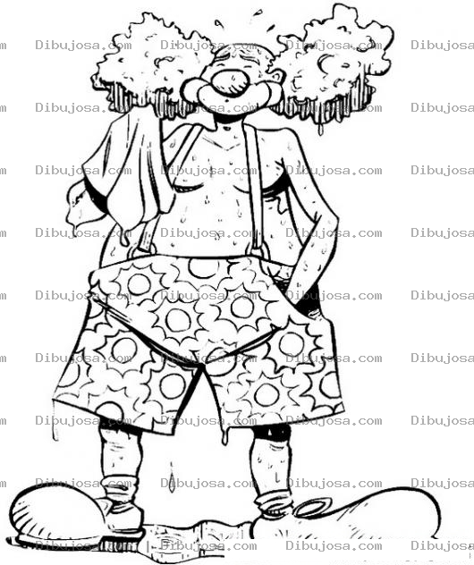 Dibujo para colorear Dibujo De Payaso Mojado Secandose Con Una Toalla Para Pintar Y Colorear