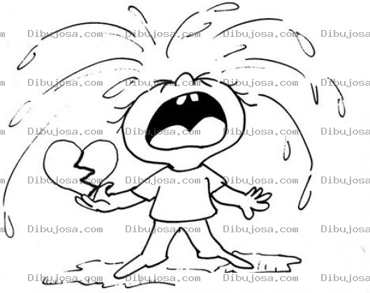 Dibujo para colorear Dibujo De Chico Con El Corazon Roto Llorando Amargamente Por No Ser Correspondido Para Pintar Y Colorear