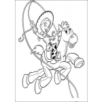 Dibujo para colorear la amiga de woody montada sobre su caballo