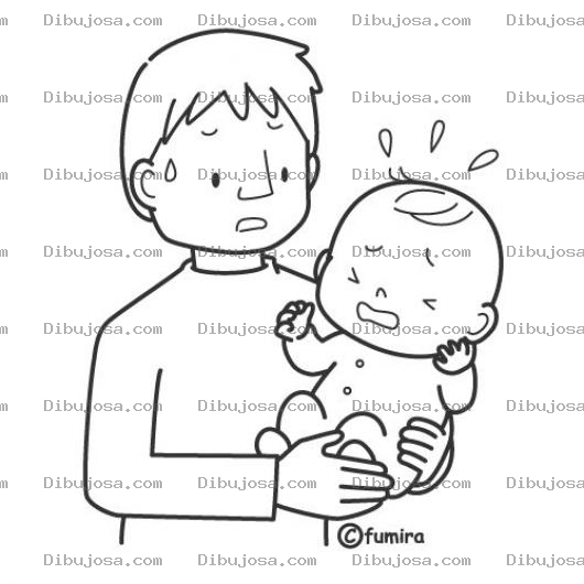 Dibujo para colorear Dibujo De Papa Con Bebeb Llorando Para Pintar Y Colorear