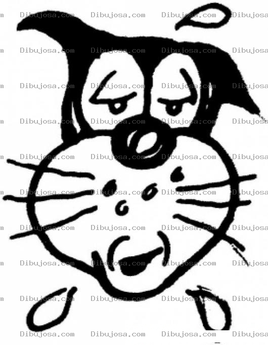 Dibujo para colorear Dibujo De Gato Llorando Y Maullando Para Pintar Y Colorear