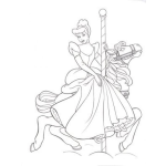 Dibujo para colorear cenicienta sobre un caballo para colorear