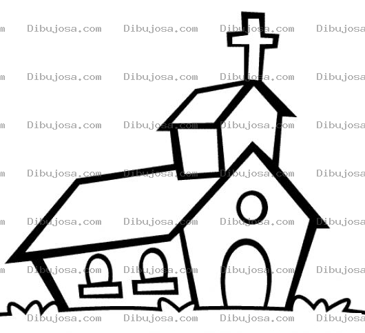 Dibujo para colorear Dibujo De Iglesia De Pueblo Para Pintar Y Colorear