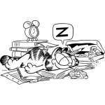 Dibujo para colorear Dibujo De Garfield Durmiendo Sobre Libros Para Pintar Y Colorear