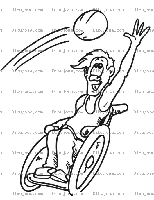 Dibujo para colorear Dibujo De Discapacitado Jugando Basquetbol En Silla De Ruedas Para Pintar Y Colorear