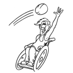 Dibujo para colorear Dibujo De Discapacitado Jugando Basquetbol En Silla De Ruedas Para Pintar Y Colorear