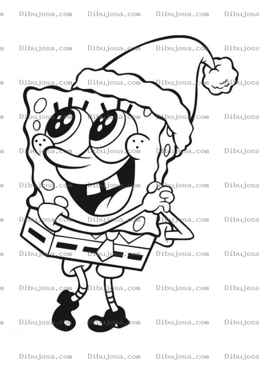 Dibujo para colorear bob esponja en navidad para colorear