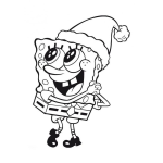 Dibujo para colorear bob esponja en navidad para colorear