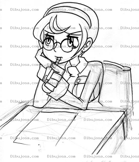 Dibujo para colorear Dibujo De Secretaria Con Papel Y Lapiz Para Pintar Y Colorear