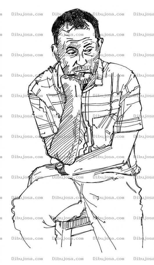 Dibujo para colorear Dibujo De Hombre Aburrido Sin Nada Que Hacer Para Pintar Y Colorear