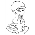 Dibujo para colorear Dibujo De Nino De Precious Moments Con Su Lonchera Para Pintar Y Colorear