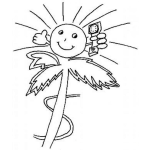 Dibujo para colorear Dibujo De Sol Sobre Palmera Con Telefono Para Pintar Y Colorear