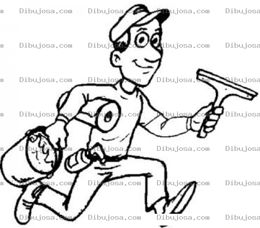 Dibujo para colorear Dibujo De Limpia Vidrios Corriendo Para Pintar Y Colorear