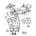 Dibujo para colorear bob esponja en la playa para colorear