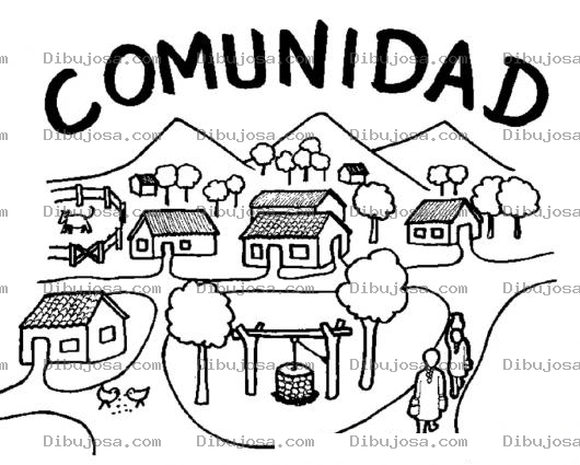 Dibujo para colorear Dibujo De Comunidad Para Pintar Y Colorear Pueblo Barrio Aldea Canton O Caserio
