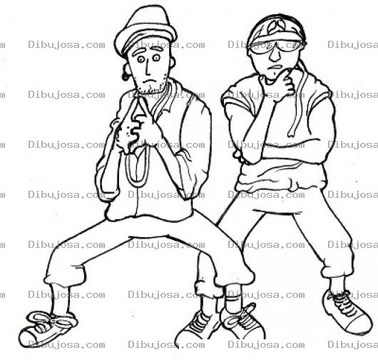 Dibujo para colorear Dibujo De Muchachos Raperos Bailando En Una Coreografia Para Pintar Y Colorear
