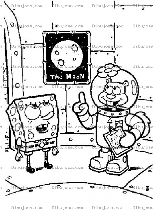 Dibujo para colorear bob esponja con arenita para colorear