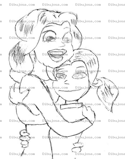 Dibujo para colorear Dibujo De Mama Con Su Hija Para Pintar Y Colorear