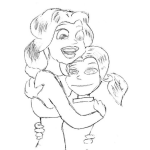 Dibujo para colorear Dibujo De Mama Con Su Hija Para Pintar Y Colorear