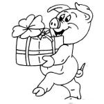 Dibujo para colorear Dibujo De Un Cochinito Con Un Regalo Para Pintar Y Colorear Cerdito Regalando Un Regalo