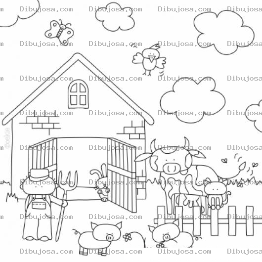 Dibujo para colorear Dibujo De Granjero En Su Granja Para Pintar Y Colorear