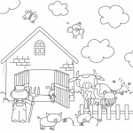 Dibujo para colorear Dibujo De Granjero En Su Granja Para Pintar Y Colorear